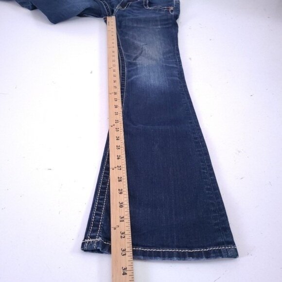 Miss Me Boot Bootcut Y2K Low Rise Jeans Size 28 Bling Cross Pocket - Picture 6 of 12